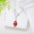 wholesale 925 Sterling Silver Heart & Red Enamel Football Lariat Necklace Sports Jewelry for Women-0-3
