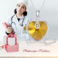 wholesale Sterling Silver Heart Crystal Stethoscope Necklace for Nurse Doctor Women-0-4