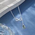 wholesale 925 Sterling Silver Green Moss Agate CZ Infinity Drop Pendant Necklace-0-2