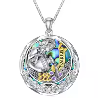 TOUPOP Sterling Silver Amethyst Aquarius Zodiac Constellation Pendant Necklace-undefined