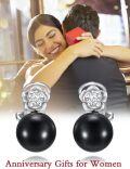 wholesale 925 Sterling Silver Black Freshwater Pearl Flower Stud Earrings for Women-0-3