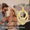 wholesale 14K Gold Cubic Zirconia Twisted Circle Pendant Necklaces for Women Gifts-0-4