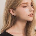 wholesale 925 Sterling Silver Cute Hedgehog Heart Moonstone White Gold Plated Stud Earrings-0-1