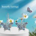 wholesale 925 Sterling Silver Blue Abalone Shell Butterfly Drop Earrings for Women-0-1