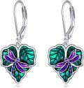 wholesale 925 Sterling Silver Green Purple Leaves Ladybug Dragonfly Snail Spider Frog Drop Earrings Gift for Her-0-0