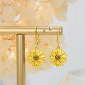 wholesale 925 Sterling Silver Yellow Gold Plated Sunflower Drop Earrings - Fashionable s for Her-0-1
