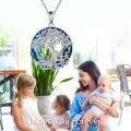 wholesale 925 Sterling Silver Blue Crystal Tree of Life Pendant Necklace for Women's s-0-4