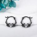 wholesale 925 Sterling Silver Bat Hoop Earrings with Black and White CZ Stones 23mm Diameter  for Women Girls Mother's Day Present Birthday Anniversary Christmas Gifts Idea-0-3
