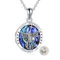wholesale 925 Sterling Silver Saint Michael Locket Pendant with Labradorite Stone and Photo Insert Chain for Women Men Protection Faith Gift-0-0