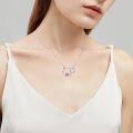 wholesale Sterling Silver Heart Birthstone Interlocking Double Circle Sister Necklace-0-5