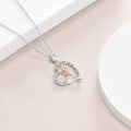 wholesale 925 Sterling Silver Tennis Player Heart Pendant Necklace Rose Gold Cubic Zirconia-0-2