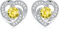 wholesale 925 Sterling Silver Birthstone Heart Stud Earrings Jewelry Gifts for Women-0-12