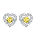 wholesale 925 Sterling Silver Birthstone Heart Stud Earrings Jewelry Gifts for Women-0-12