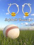 wholesale 925 Sterling Silver Yellow Baseball Hoop Earrings Sporty  for Her-0-2