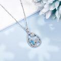 wholesale 925 Sterling Silver Blue Opal Sea Life Pendant Necklace with Seashell and Starfish Charm-0-4