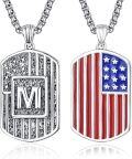 wholesale 925 Sterling Silver American Flag Letter Pendant Necklace w 2 5mm 22 +2 Rolo Chain-0-0