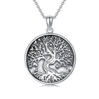 wholesale 925 Sterling Silver Tree of Life Pendant Necklace with Round Shape and Stone Elements for Women & Men-Tree of Life-3