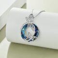 wholesale 925 Sterling Silver Blue Crystal Dragonfly Pendant Necklace for Women Birthday Christmas Gifts-0-1
