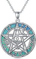 wholesale 925 Sterling Silver Opal Star of David and Tetragrammaton Moon Star Pendant Necklace-0-0