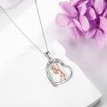 wholesale 925 Sterling Silver Tennis Girl Heart Pendant Necklace Inspirational Quote Rose Gold Zircon-0-2