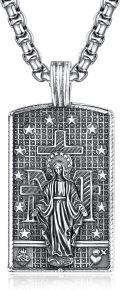 wholesale 925 Sterling Silver Virgin Mary Cross Star Heart Mens Pendant Necklace -0-0