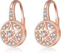 wholesale Rose Gold Star Circle Studs 925 Sterling Silver Earrings  for Women Girls-D