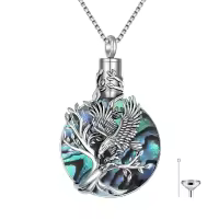 TOUPOP Sterling Silver Abalone Eagle Urn Necklace Cremation Jewelry-undefined