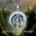 wholesale 925 Sterling Silver Round Abalone Shell Tree Of Gondor Pendant Necklace For Men-0-1
