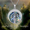 wholesale 925 Sterling Silver Round Abalone Shell Tree Of Gondor Pendant Necklace For Men-0-1