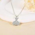 wholesale 925 Sterling Silver Crossed Tennis Rackets Cubic Zirconia Ball Pendant Necklace-0-2