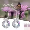 TOUPOP Sterling Silver Crystal Butterfly Leverback Dangle Earrings-0-5