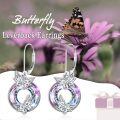 TOUPOP Sterling Silver Crystal Butterfly Leverback Dangle Earrings-0-5