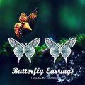 wholesale 925 Sterling Silver Blue Fire Opal Butterfly Stud Earrings Hypoallergenic  for Women Girls 6mm x 8mm-0-28