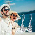 wholesale 925 Sterling Silver Celtic Knot Teardrop Dangle Leverback Earrings - Irish  for Women-0-5