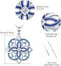 wholesale 925 Sterling Silver Blue Enamel Flower Pendant Necklaces Celtic Knot Lucky Charm Gifts for Her Him-0-5