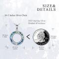wholesale 925 Sterling Silver Blue Crystal Double Circle Pendant Necklace for Women-0-4