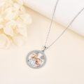 wholesale 925 Sterling Silver Round Fox Couple Charm Pendant Necklace with Snowflake Design Gifts for Women-0-3
