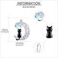 wholesale 925 Sterling Silver Moon & Star Black Cat Leverback Drop Earrings-0-2