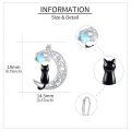 wholesale 925 Sterling Silver Black Cat Crescent Moon Star Moonstone Drop Earrings-0-2