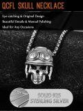 wholesale 925 Sterling Silver Aviator Skull Pendant Necklace for Men - Gothic-0-3