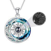 TOUPOP Sterling Silver Sun And Moon Necklace 100 Languages I Love You-undefined