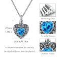 wholesale 925 Sterling Silver Heart-Shaped Blue Crystal Tree of Life Cremation Jewelry Urn Necklace with Funnel and Fill Tool for Women & Men-0-1