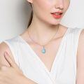 wholesale 925 Sterling Silver Teardrop Pendant Necklace With Aquamarine Stone-0-3