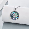 wholesale 925 Sterling Silver Viking Vegvisir Rune Compass Abalone Shell Pendant Necklace-0-2