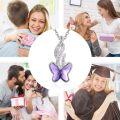 wholesale 925 Sterling Silver & Crystal Purple Butterfly Necklace - 26mm Pendant, 18+2 Chain, Transformation Symbol, Gift for Women-0-5