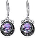 wholesale Sterling Silver Amethyst Ruby Sapphire Emerald Moonstone Moon Phase Leverback Earrings-0-16