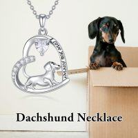 wholesale Sterling Silver Birthstone Dachshund Necklace Dog Lover Gift-1-14-Silver