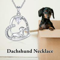 wholesale 925 Sterling Silver Corgi Love Forever Pendant Necklace-1-14-Silver