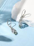 wholesale 925 Sterling Silver 4-Leaf Clover Dangle Earrings w/ Green Enamel & CZs-0-1