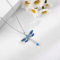 wholesale 925 Sterling Silver Blue Dragonfly Pendant Necklace Vintage Bohemian Animal s for Women-0-1